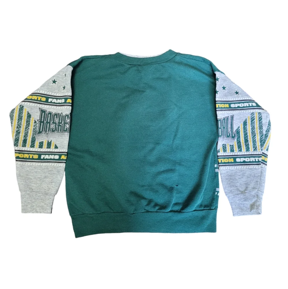 Vintage 1990s green basketball crew neck sweatshirt